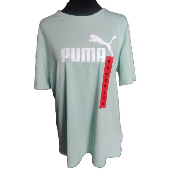 Puma Women's Size M Mist Green-White Ultra Boyfriend Tee-NWT - Picture 1 of 12